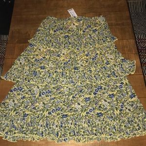 Yellow Floral Tiered Skirt -Boohoo -Sz 14